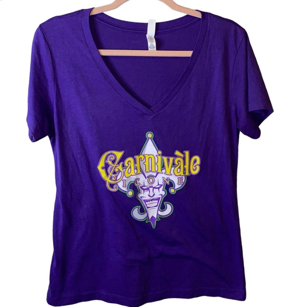 Carnivale Icone Graphic Tee‎ XL Purple Mardi Gras Festival Shirt Short Sleeve
